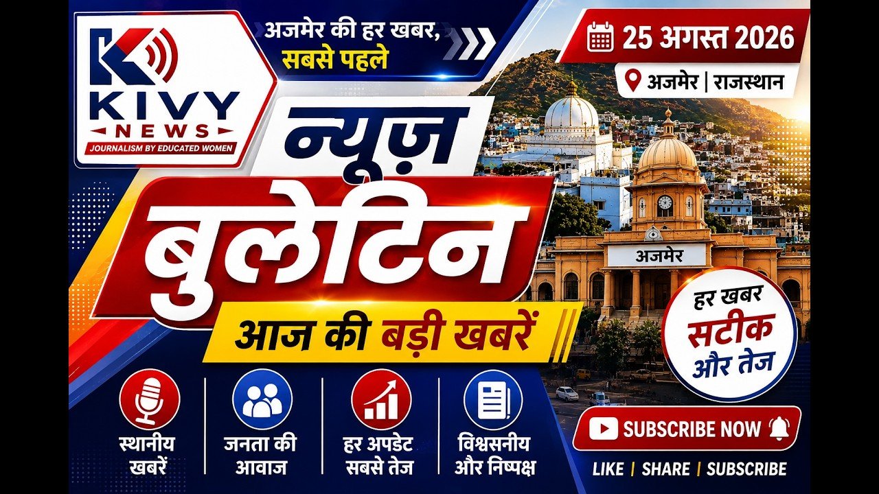 🔥 25 अगस्त 2026 का न्यूज़ बुलेटिन | Ajmer की बड़ी खबरें | KIVY NEWS | Rajasthan News