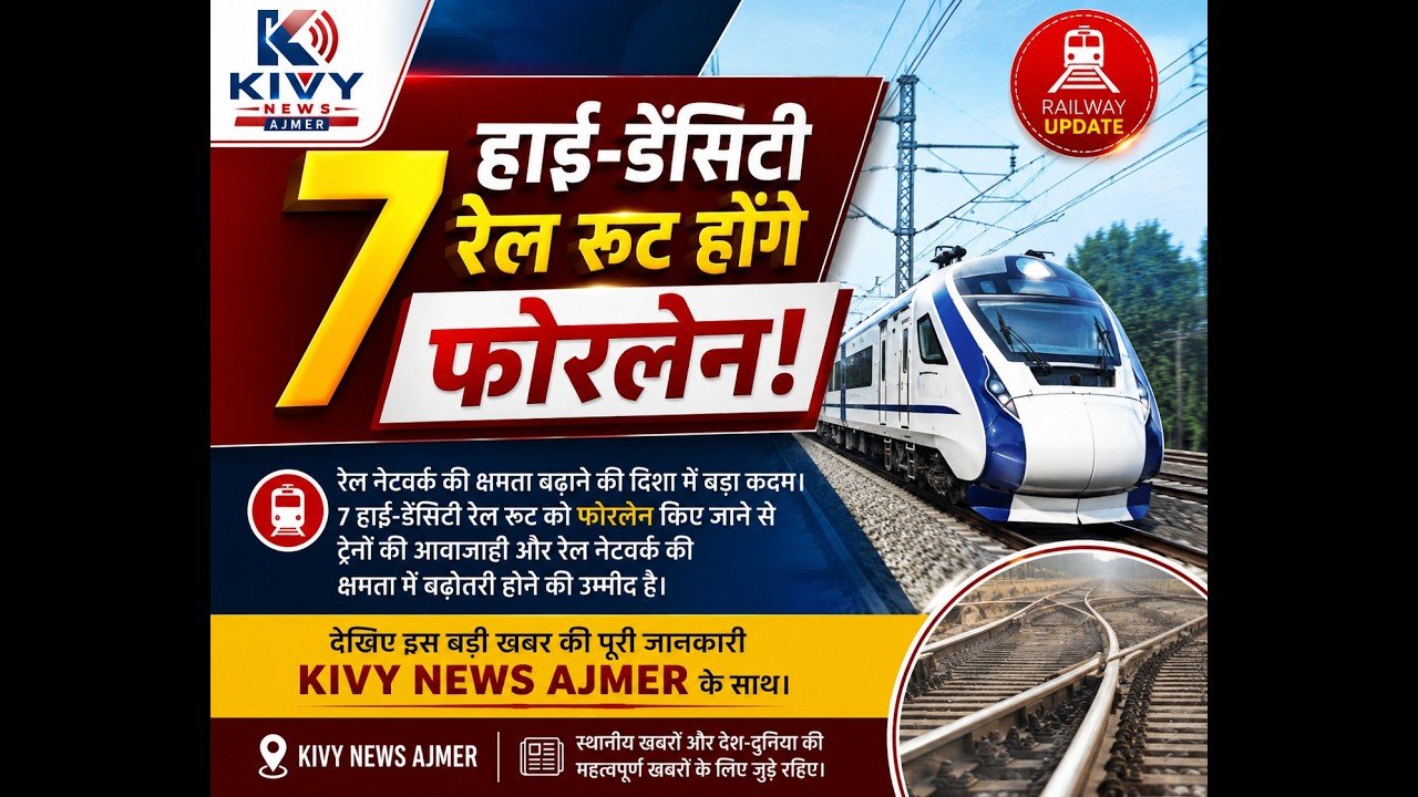 7 हाई-डेंसिटी रेल रूट होंगे फोरलेन | बढ़ेगी रेल नेटवर्क की क्षमता | KIVY NEWS AJMER
